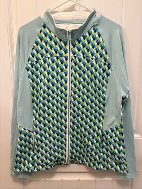 Bobby Jones Clover Performance Multi-Color Geometric Zip-up. Woman’s size XL.
